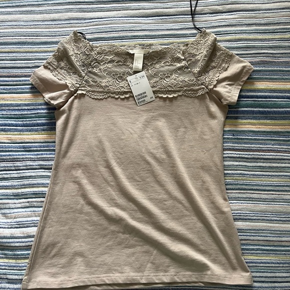 H&M Tan and Cream Fitted Embellished Blouse - Picture 14 of 14